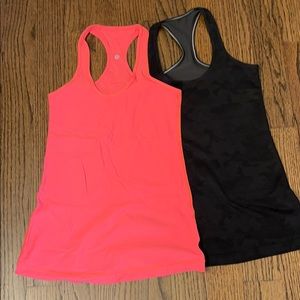 Two Lululemon Cool Racerback tank tops in size 6